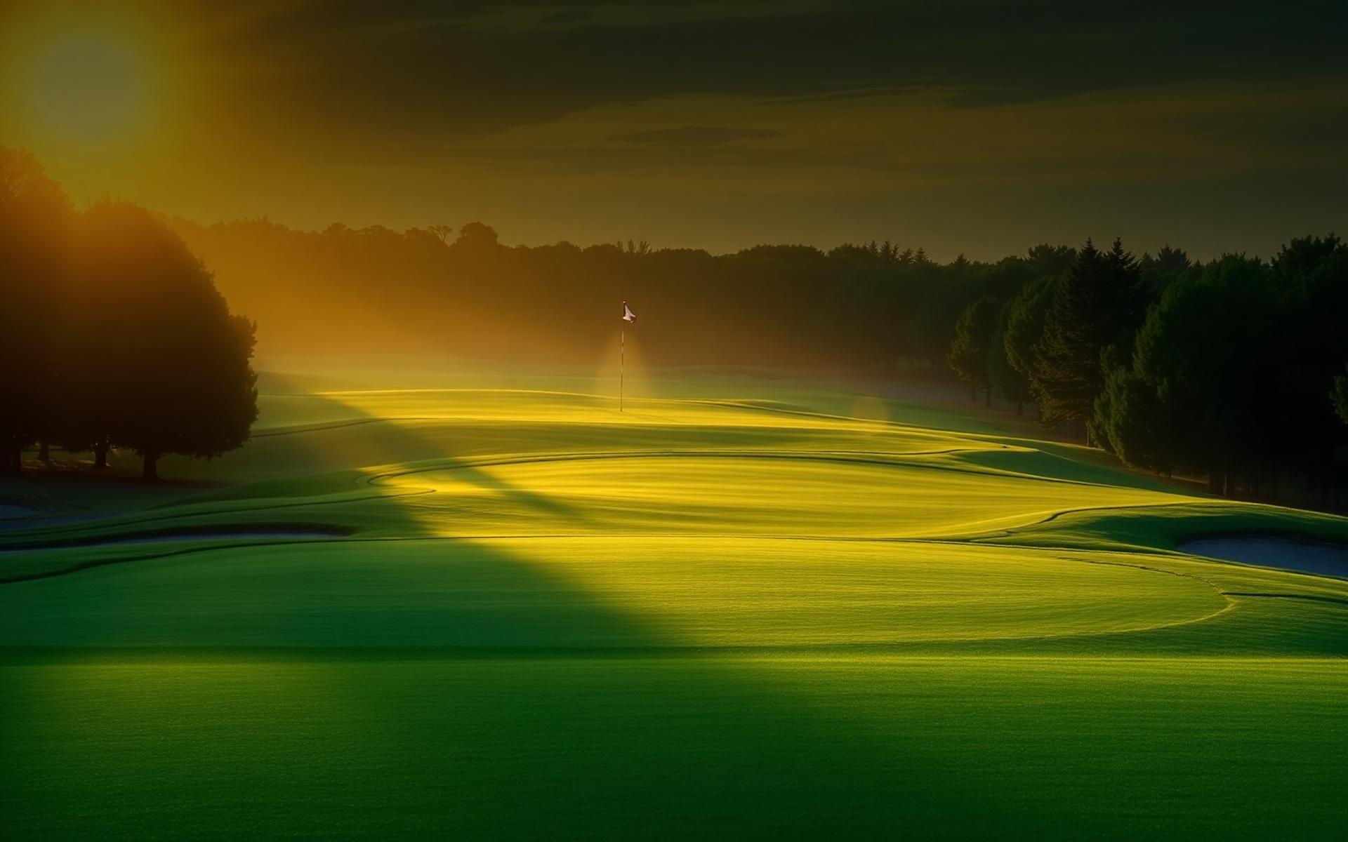 Golf course at sunrise